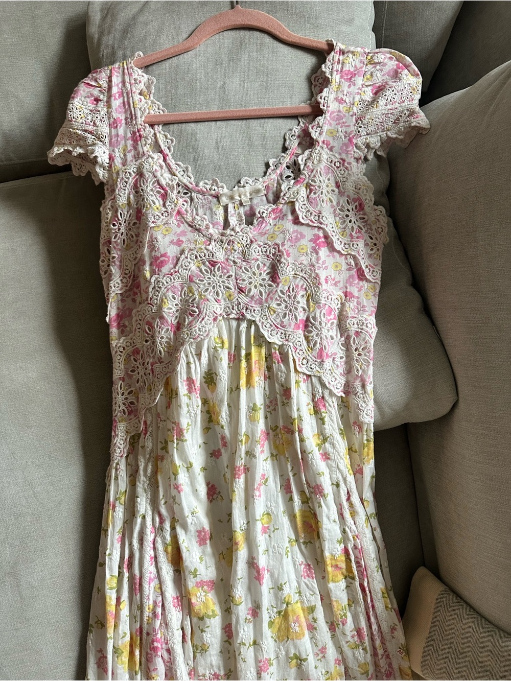 LoveShackFancy Archer Pink & Yellow Floral Maxi Dress - Picture 3 of 4